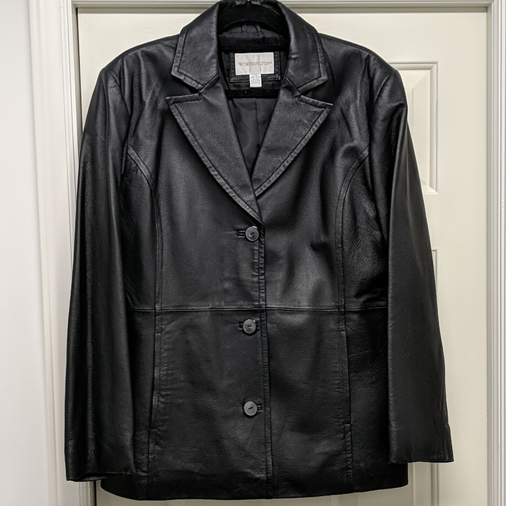Like New Worthington Black Leather Jacket XL